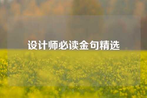 设计师必读金句精选