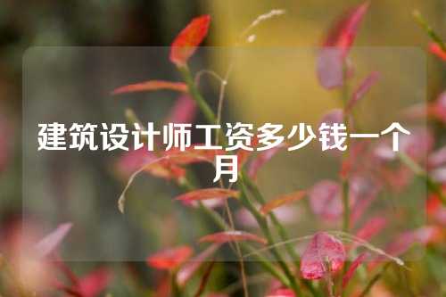 建筑设计师工资多少钱一个月