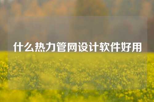 什么热力管网设计软件好用