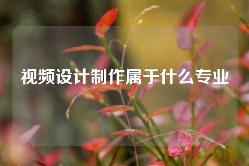 视频设计制作属于什么专业