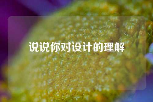 说说你对设计的理解