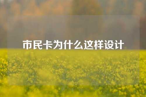 市民卡为什么这样设计