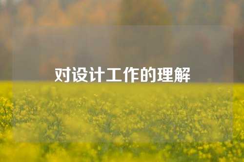 对设计工作的理解