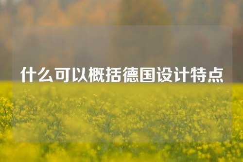 什么可以概括德国设计特点