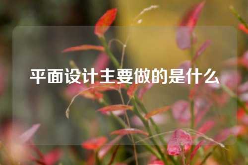 平面设计主要做的是什么