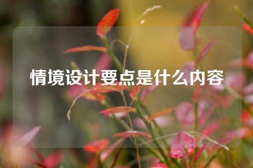 情境设计要点是什么内容