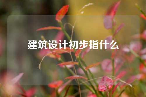 建筑设计初步指什么