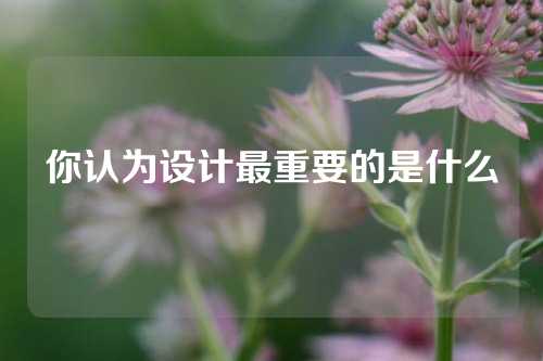 你认为设计最重要的是什么