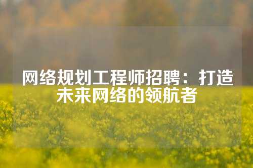 网络规划工程师招聘：打造未来网络的领航者