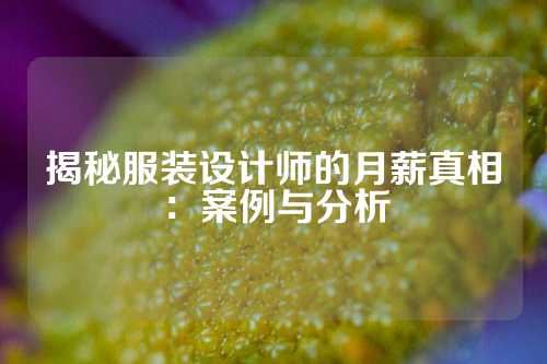 揭秘服装设计师的月薪真相：案例与分析