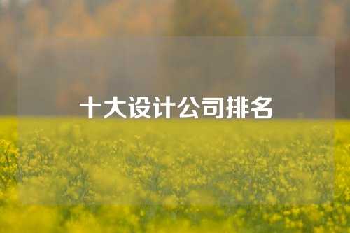 十大设计公司排名