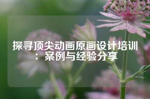 探寻顶尖动画原画设计培训：案例与经验分享