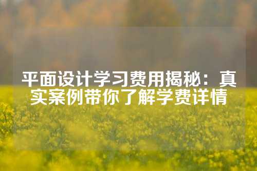 平面设计学习费用揭秘：真实案例带你了解学费详情