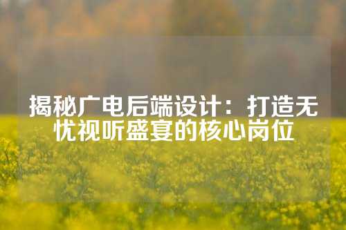 揭秘广电后端设计:打造无忧视听盛宴的核心岗位