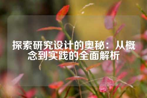 探索研究设计的奥秘：从概念到实践的全面解析
