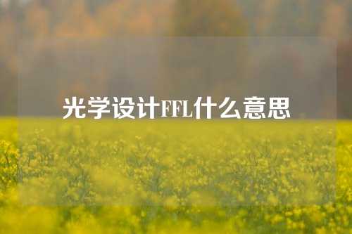 光学设计FFL什么意思