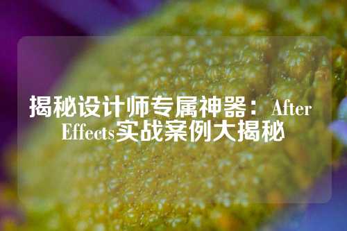 揭秘设计师专属神器：After Effects实战案例大揭秘