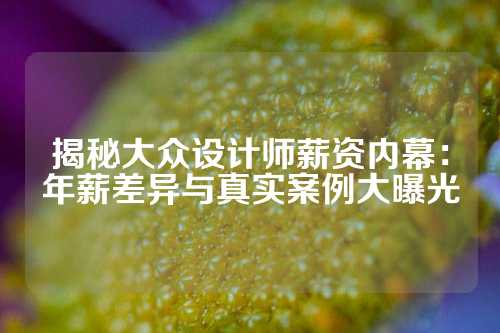 揭秘大众设计师薪资内幕：年薪差异与真实案例大曝光