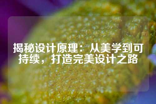 揭秘设计原理：从美学到可持续，打造完美设计之路
