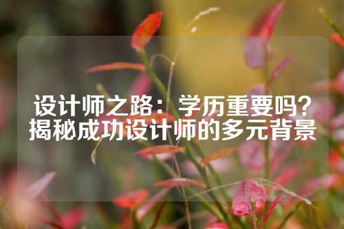 设计师之路：学历重要吗？揭秘成功设计师的多元背景