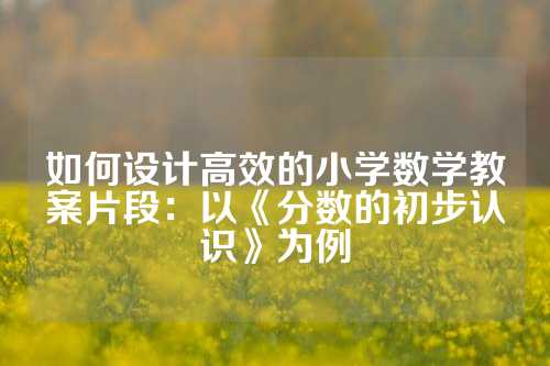 如何设计高效的小学数学教案片段：以《分数的初步认识》为例