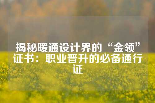 揭秘暖通设计界的“金领”证书：职业晋升的必备通行证