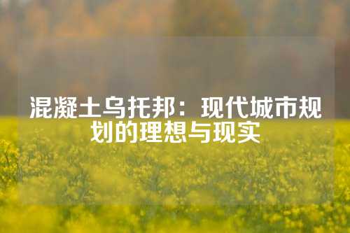 混凝土乌托邦：现代城市规划的理想与现实