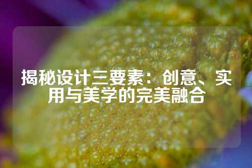 揭秘设计三要素：创意、实用与美学的完美融合