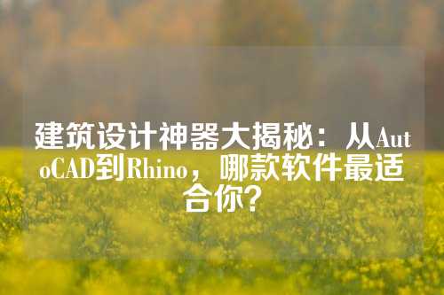 建筑设计神器大揭秘：从AutoCAD到Rhino，哪款软件最适合你？
