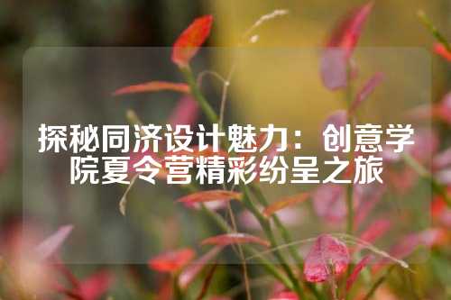 探秘同济设计魅力：创意学院夏令营精彩纷呈之旅
