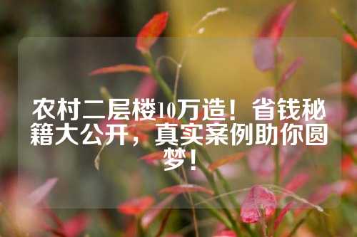 农村二层楼10万造！省钱秘籍大公开，真实案例助你圆梦！