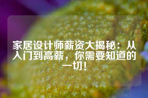 家居设计师薪资大揭秘：从入门到高薪，你需要知道的一切！