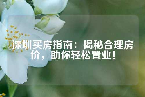 深圳买房指南：揭秘合理房价，助你轻松置业！