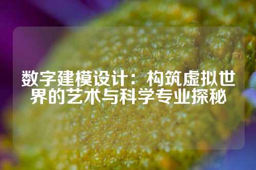 数字建模设计：构筑虚拟世界的艺术与科学专业探秘