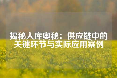 揭秘入库奥秘：供应链中的关键环节与实际应用案例
