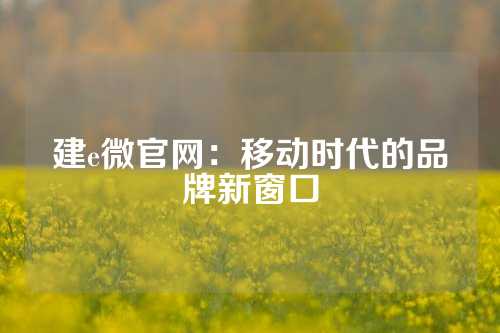 建e微官网：移动时代的品牌新窗口