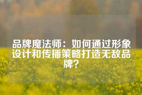 品牌魔法师：如何通过形象设计和传播策略打造无敌品牌？