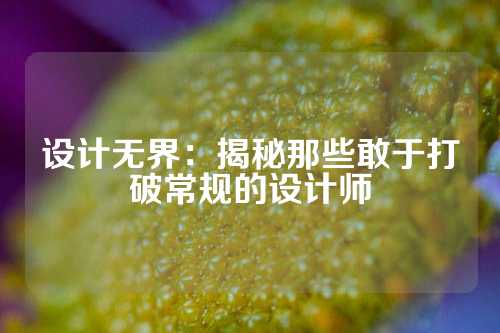 设计无界：揭秘那些敢于打破常规的设计师