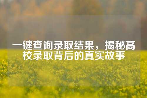 一键查询录取结果，揭秘高校录取背后的真实故事