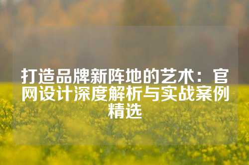 打造品牌新阵地的艺术：官网设计深度解析与实战案例精选