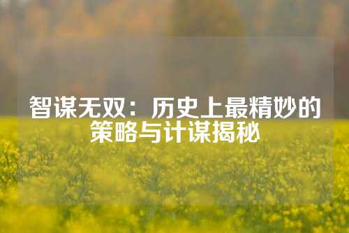 智谋无双：历史上最精妙的策略与计谋揭秘