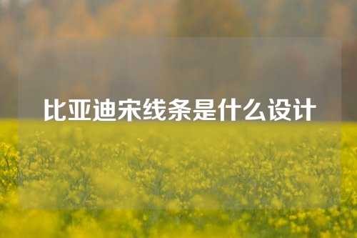 比亚迪宋线条是什么设计