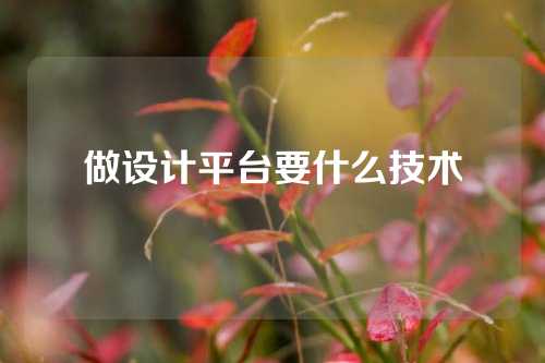 做设计平台要什么技术