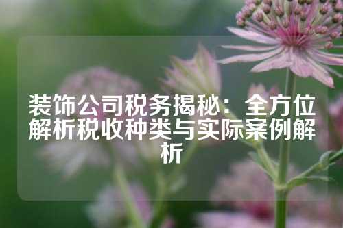装饰公司税务揭秘：全方位解析税收种类与实际案例解析