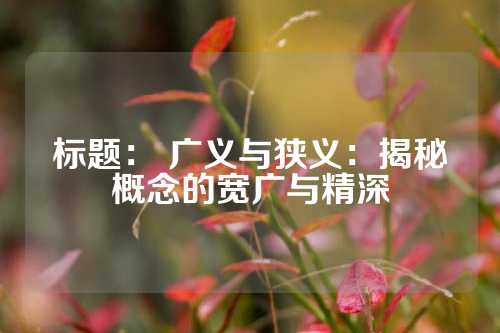 标题： 广义与狭义：揭秘概念的宽广与精深