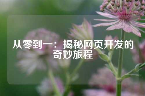 从零到一：揭秘网页开发的奇妙旅程