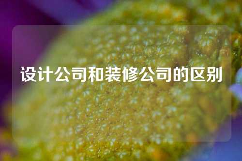 设计公司和装修公司的区别