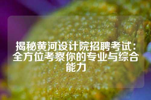 揭秘黄河设计院招聘考试：全方位考察你的专业与综合能力