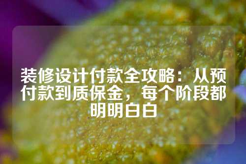 装修设计付款全攻略：从预付款到质保金，每个阶段都明明白白