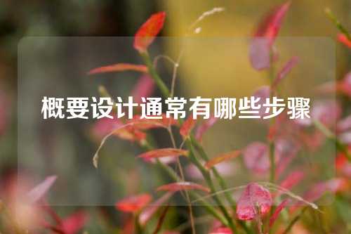 概要设计通常有哪些步骤
